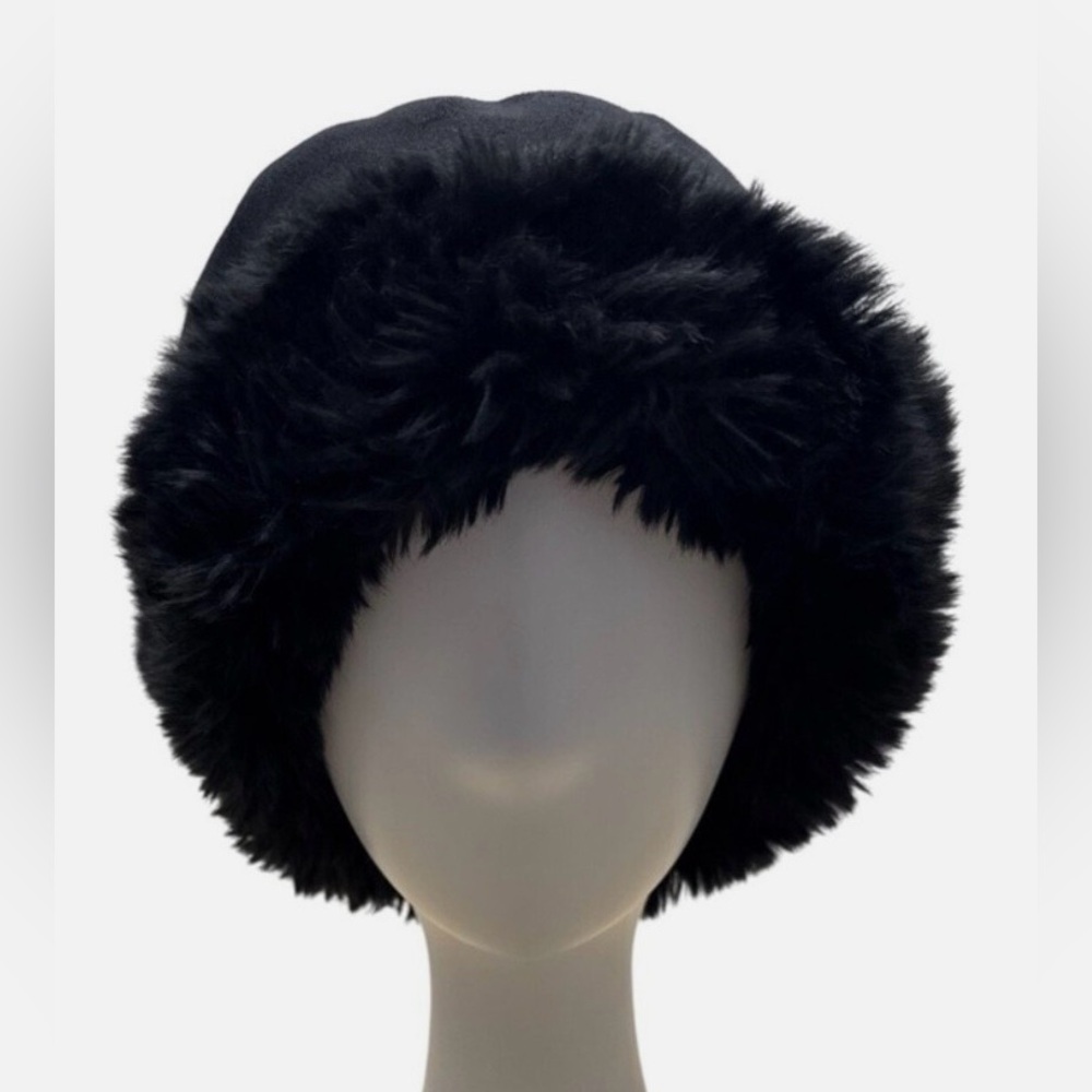 Coldwater Creek Black Faux Fur Cossack Hat